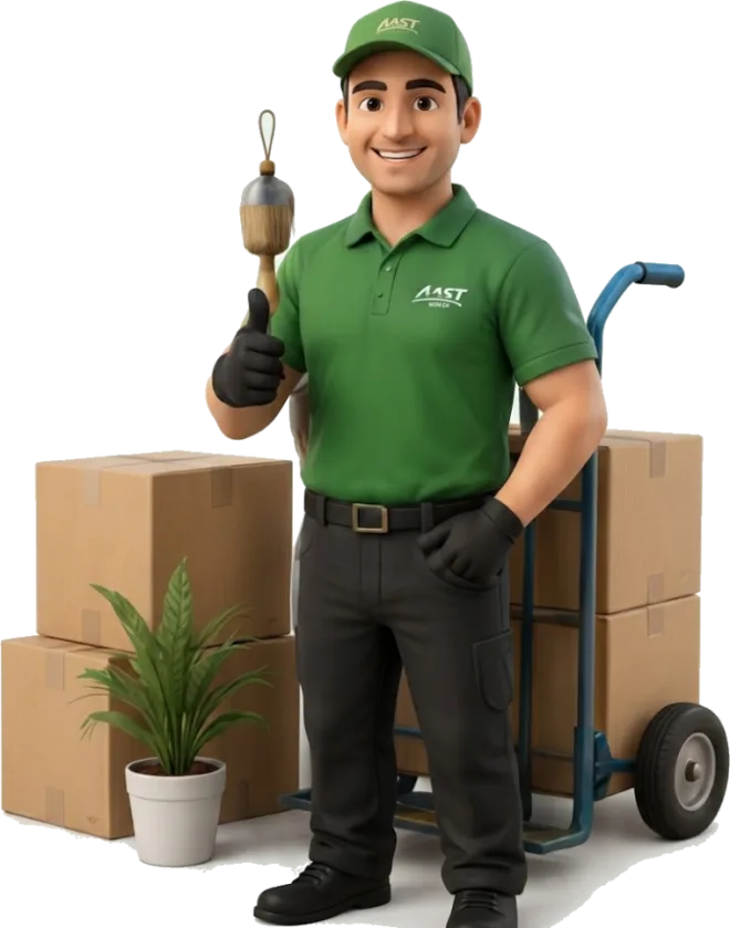 A Fast Junk Removal Experts team member with a trolley of boxes